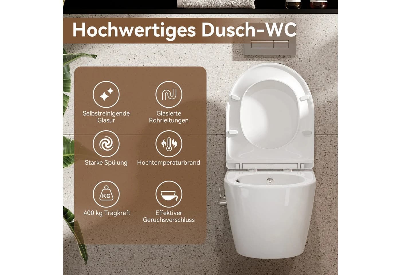 HOROW Dusch-WC Taharet WC Spülrandloses WC mit Bidet-Funktion - Bild 5