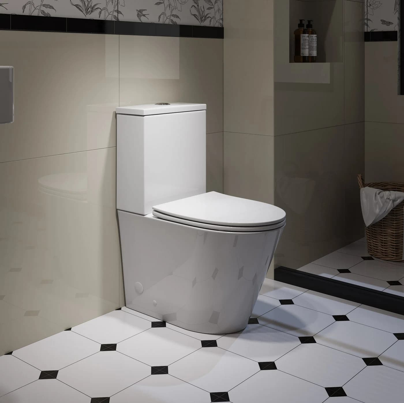 HOROW Stand-WC Spülrandlos mit Spülkasten Weiß - Bild 4