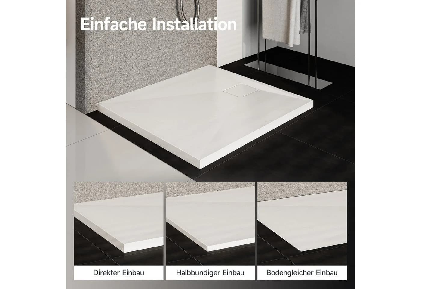 HOROW Rechteckduschwanne Acryl Duschtasse Set - Bild 5