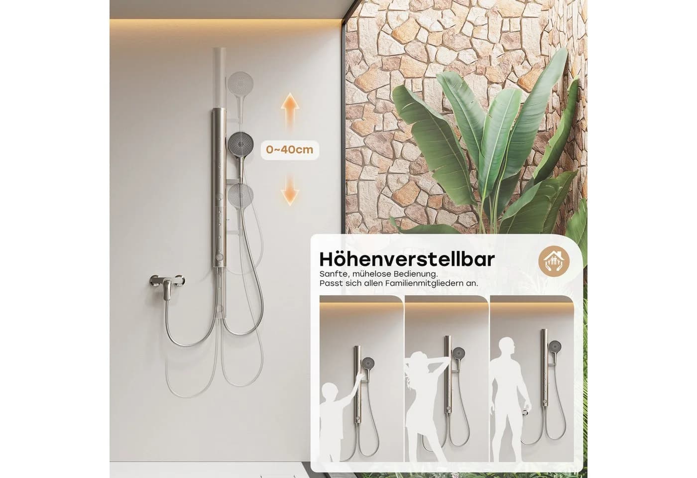 HOROW Duschsystem Regendusche Set mit Thermostatarmatur Chrom - Bild 4