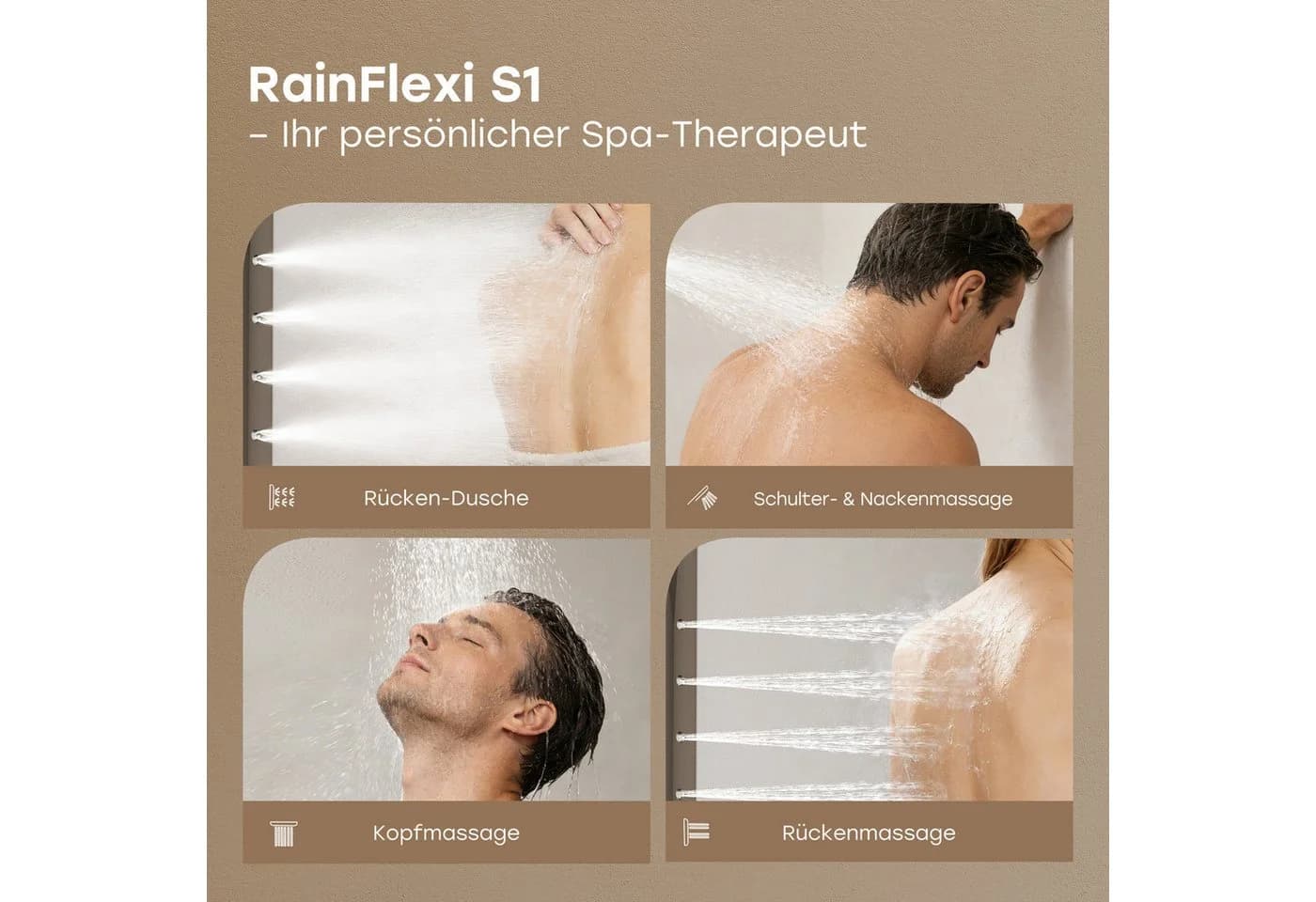 HOROW Duschsystem Regendusche Set mit Thermostatarmatur Chrom - Bild 5