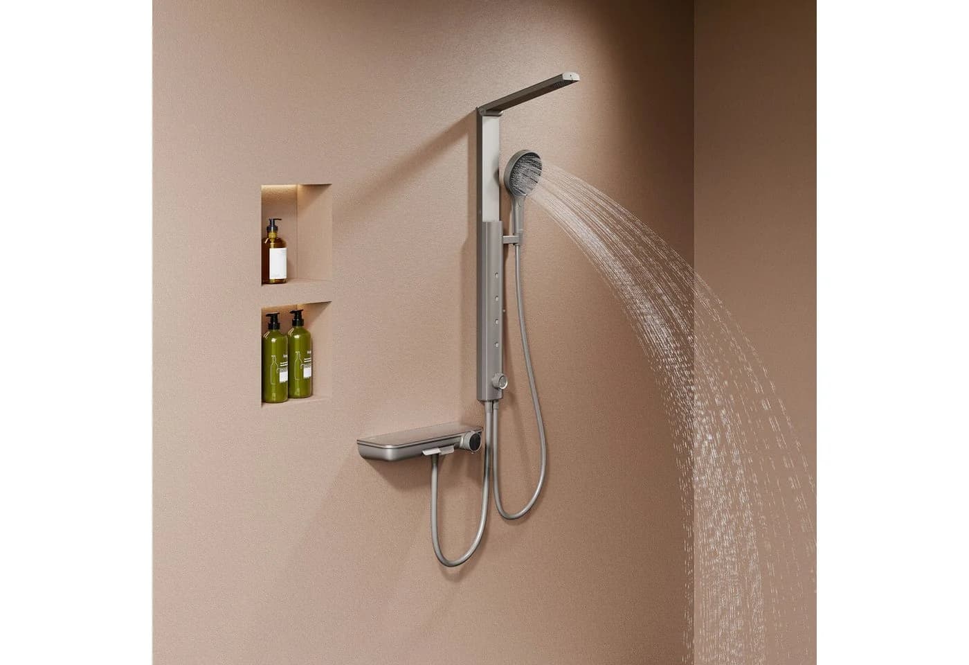 HOROW Duschsystem mit Thermostatarmatur Grau Regendusche Set - Bild 2