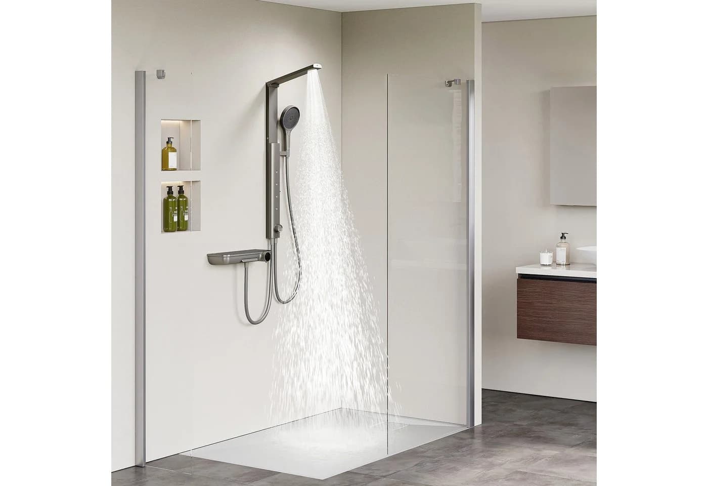 HOROW Duschsystem mit Thermostatarmatur Grau Regendusche Set - Bild 3
