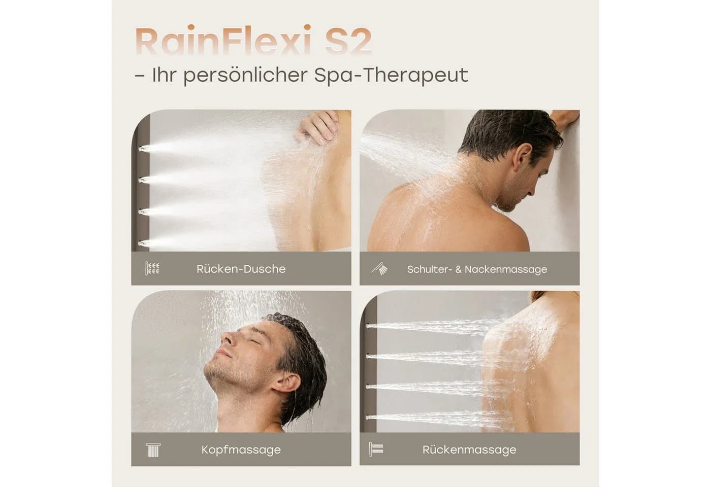 HOROW Duschsystem mit Thermostatarmatur Grau Regendusche Set - Bild 5
