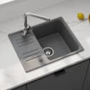 HOROW Granitspüle Küchenspüle Grau mit Siphon Bild 1