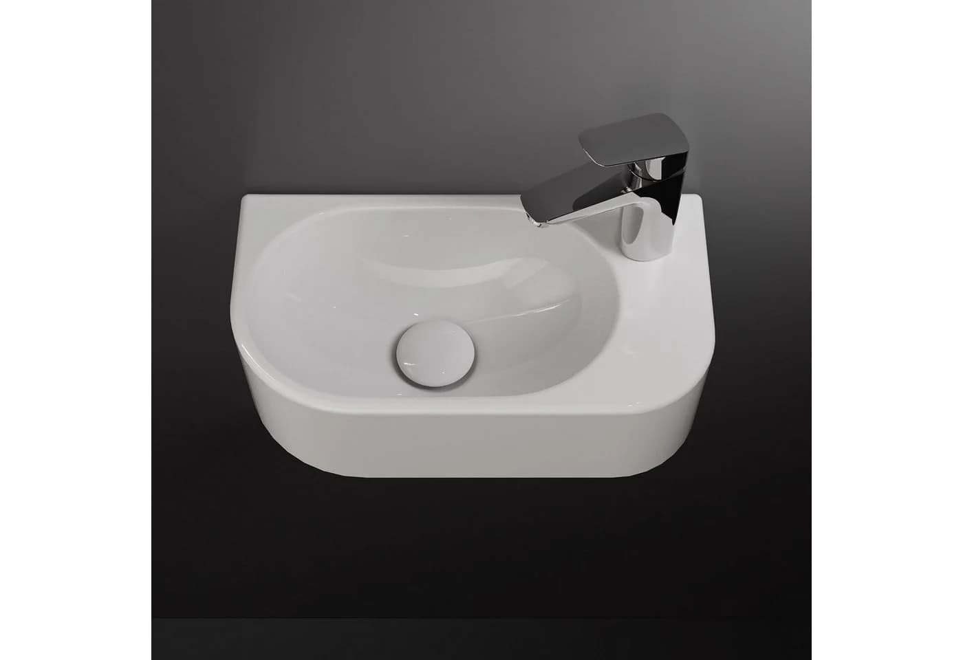 HOROW Hänge-Waschbecken Oval Weiß Keramik mit Hahnloch - Bild 3