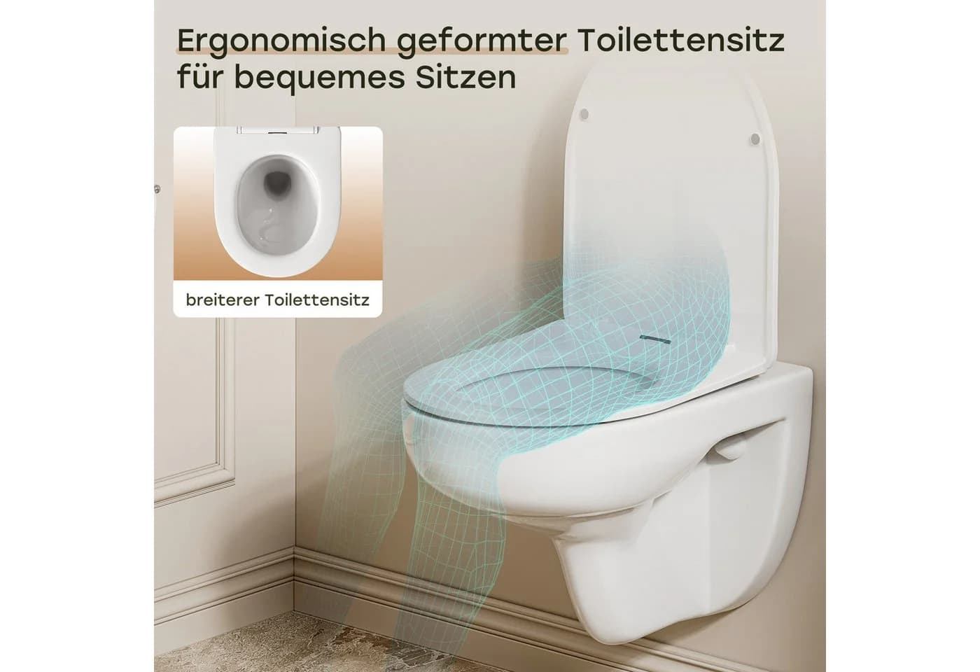 HOROW WC-Komplettset Spülrandlos Wandhängend mit Vorwandelement - Bild 3