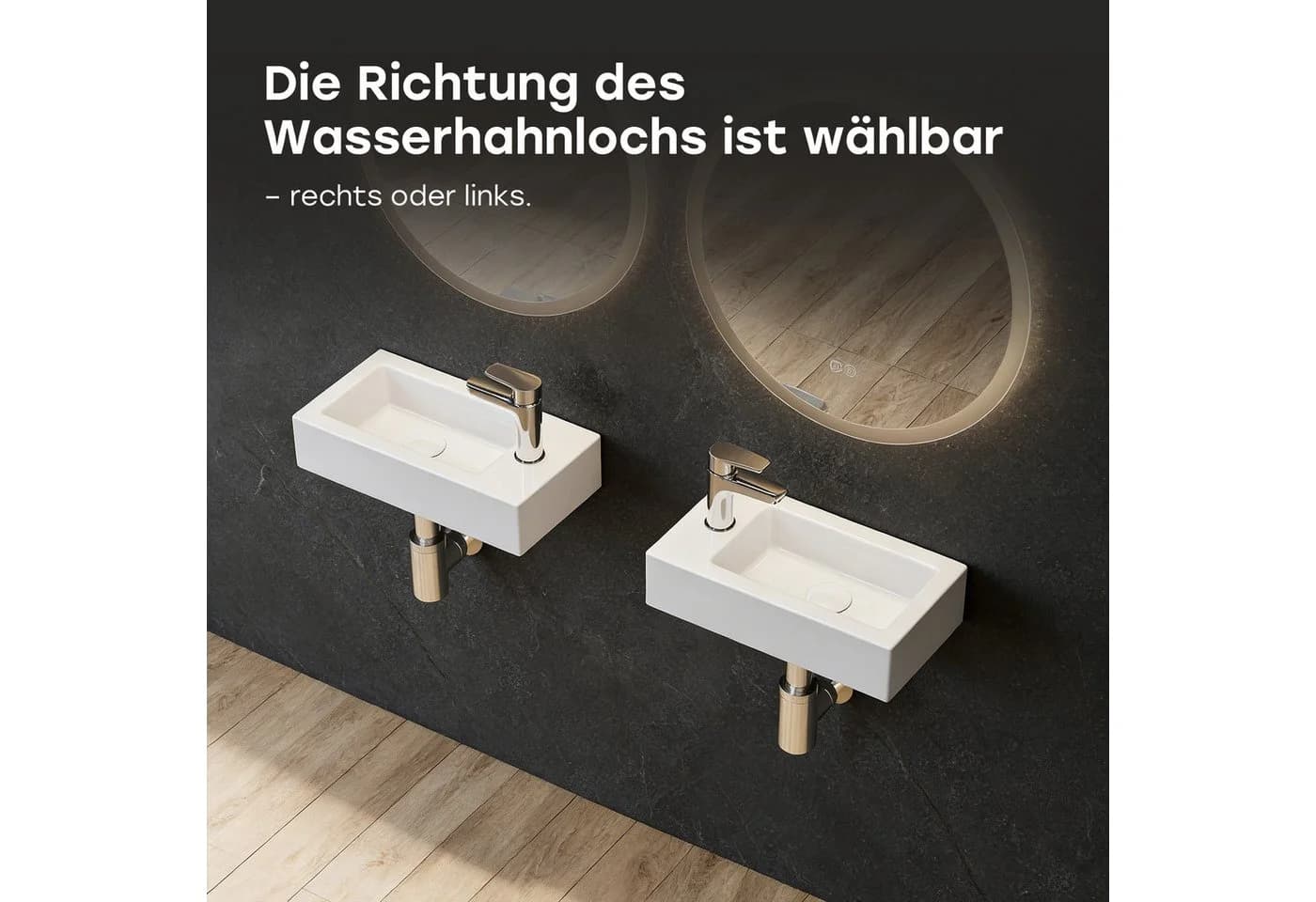 HOROW Mini Waschbecken aus Keramik, weiß, Hänge-/Aufsatzwaschbecken - Bild 5