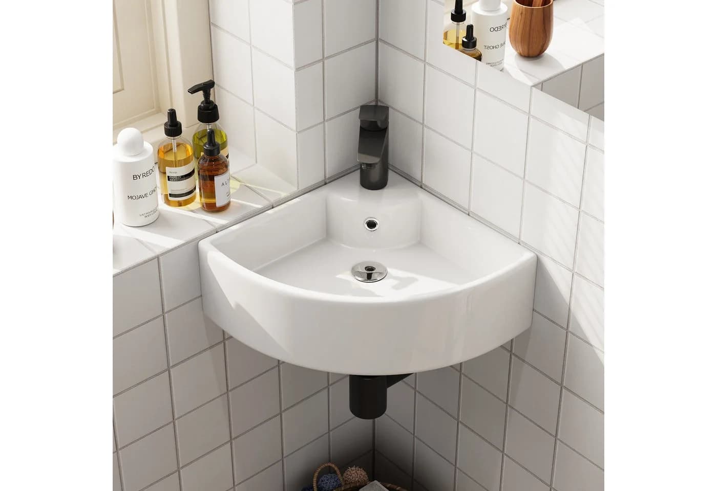 HOROW Aufsatzwaschbecken Keramik Weiß Modern
