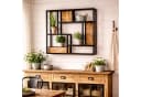 baario Wandregal SELCE 80x80 Metall, Hängeregal massiv Eisen & Mangoholz Industrial Design Bild 1