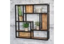 baario Wandregal SELCE 80x80 Metall, Hängeregal massiv Eisen & Mangoholz Industrial Design Bild 3