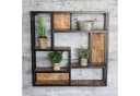 baario Wandregal SELCE 80x80 Metall, Hängeregal massiv Eisen & Mangoholz Industrial Design Bild 4