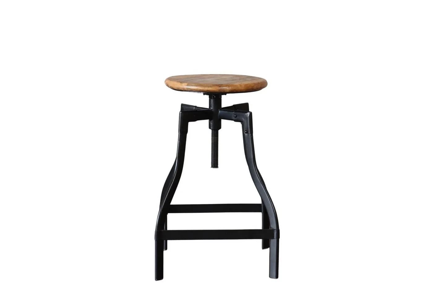 baario Sitzhocker Barhocker INDUS, höhenverstellbar Eisen & Mangoholz Industrial Design - Bild 2