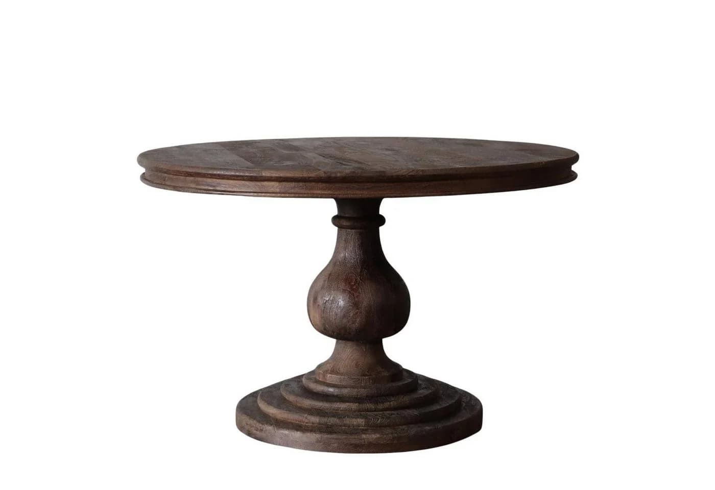 baario Esstisch HARRISON dunkelbraun Ø100, rund massiv Mangoholz Landhaus Antik Design - Bild 2