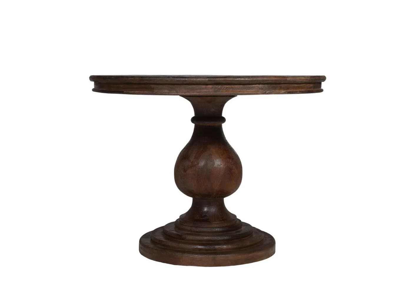 baario Esstisch HARRISON dunkelbraun Ø100, rund massiv Mangoholz Landhaus Antik Design - Bild 5