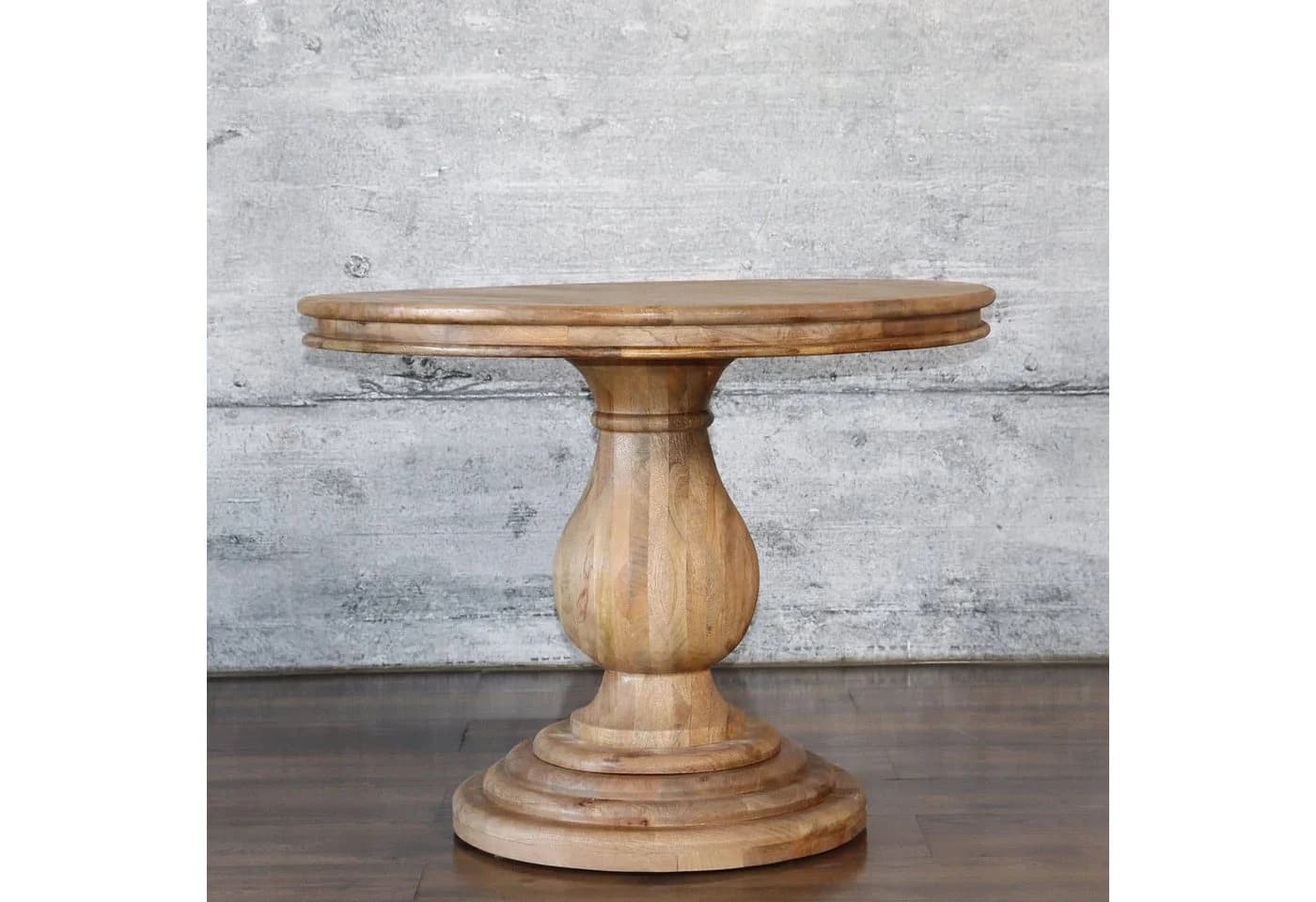 baario Esstisch HARRISON Braun Ø100 cm Rund Massiv Mangoholz Antik Design - Bild 4