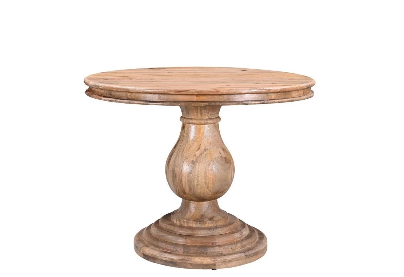 baario Esstisch HARRISON Braun Ø100 cm Rund Massiv Mangoholz Antik Design - Bild 5