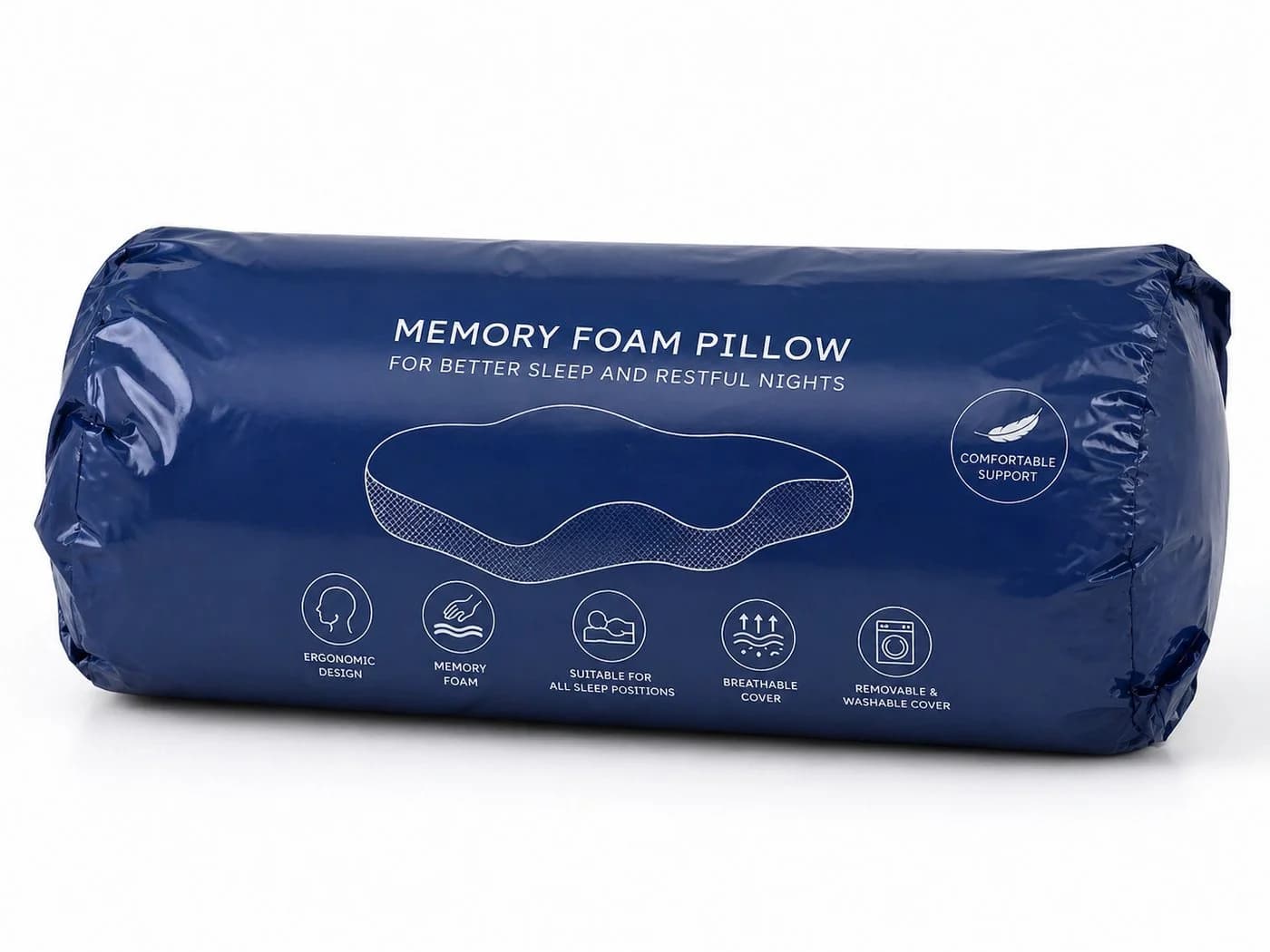 UE Stock Nackenkissen Ergonomisches Memory-Schaum-Kopfkissen 54x36x12 cm