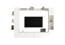 KLAM HOME Wohnwand 4-tlg. Weiß Hochglanz mit Vitrine & TV-Schrank Bild 1