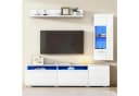 KLAM HOME Wohnwand 3-tlg. TV Set Weiß Hochglanz mit LED Bild 2