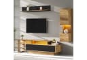 KLAM HOME Wohnwand 3-tlg. TV-Schrank Set Schwarz Holzoptik mit LED Bild 4