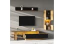 KLAM HOME Wohnwand 3-tlg. TV-Schrank Set Schwarz Holzoptik mit LED Bild 5