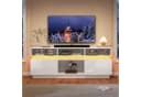 KLAM HOME TV Lowboard Weiß Hochglanz mit LED & Glasablage Bild 4