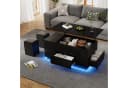 KLAM HOME Höhenverstellbarer LED-Couchtisch Weiß Hochglanz mit Hockern Bild 2