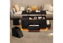 KLAM HOME Höhenverstellbarer LED-Couchtisch Weiß Hochglanz mit Hockern Bild 4
