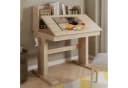 KLAM HOME Kindertisch aus Massivholz mit Kurbel & neigbarer Platte Beige Bild 2