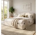 KLAM HOME Polsterbett Beige Chenille mit Hydraulik-Stauraum Bild 2