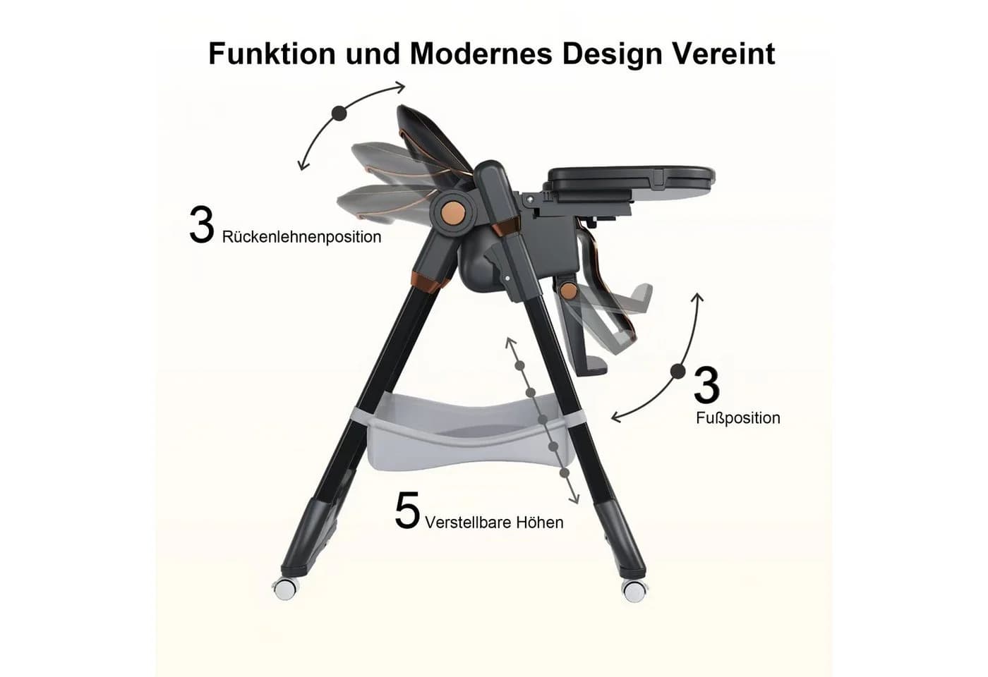 KLAM HOME Kinderklappstuhl Weiß/Schwarz Faltbar Verstellbar - Bild 4