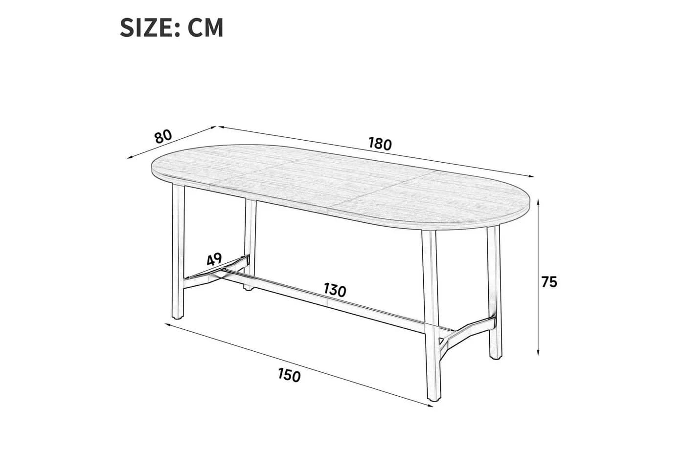 KLAM HOME Esstisch 180cm Walnuss/Schwarz mit Eisengestell - Bild 3