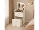 KLAM HOME Schminktisch 3-in-1 Weiß/Walnuss mit Glasplatte & Hocker Bild 2