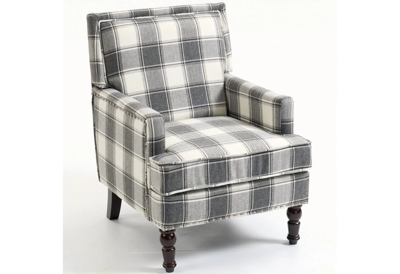KLAM HOME Loungesessel Retro Sessel Blau-Weiß Streifen Baumwoll-Leinen