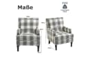 KLAM HOME Loungesessel Retro Sessel Blau-Weiß Streifen Baumwoll-Leinen Bild 3