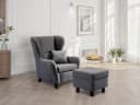 luma-home Ohrensessel 18001 Grau Lesesessel mit Hocker Bild 1