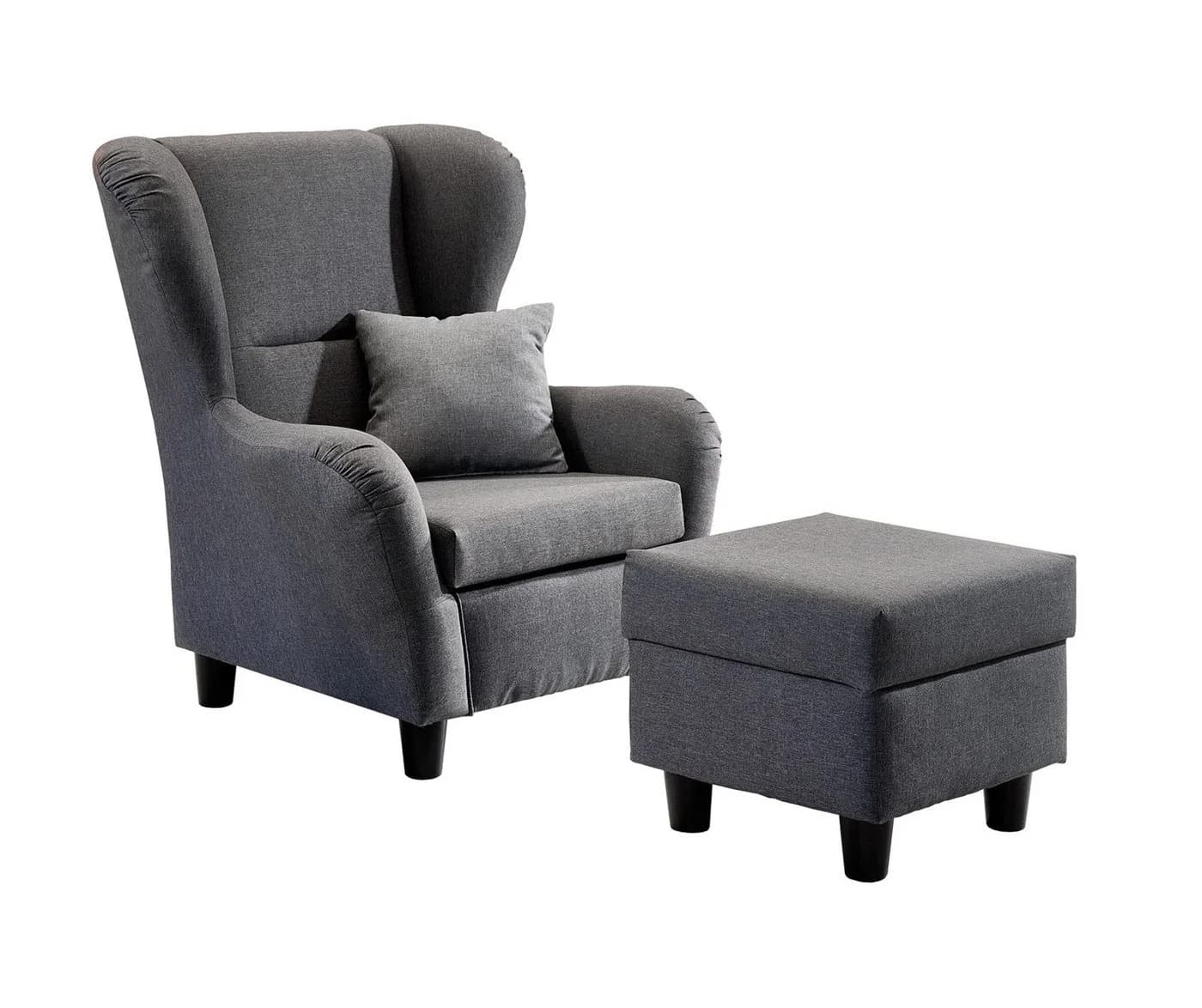 luma-home Ohrensessel 18001 Grau Lesesessel mit Hocker - Bild 2