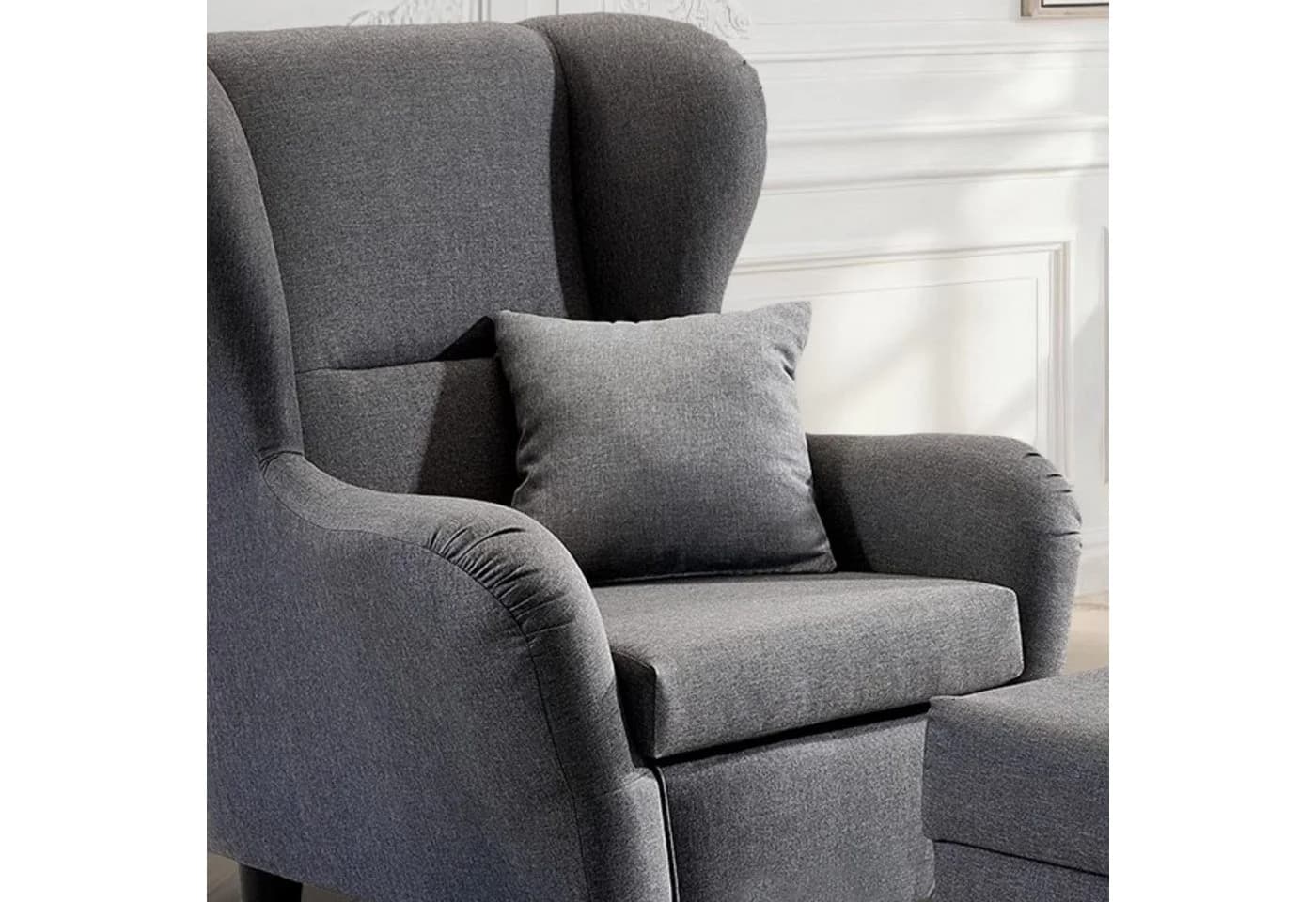 luma-home Ohrensessel 18001 Grau Lesesessel mit Hocker - Bild 5