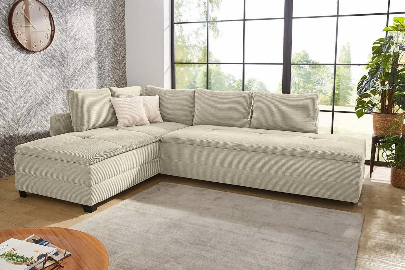 luma-home Ecksofa 15161 Dauerschläfer-Doppelbett Beige Grau - Bild 3