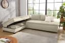 luma-home Ecksofa 15161 Dauerschläfer-Doppelbett Beige Grau Bild 4