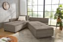 luma-home Ecksofa 15162 Doppelbett Braun Cord Bild 5