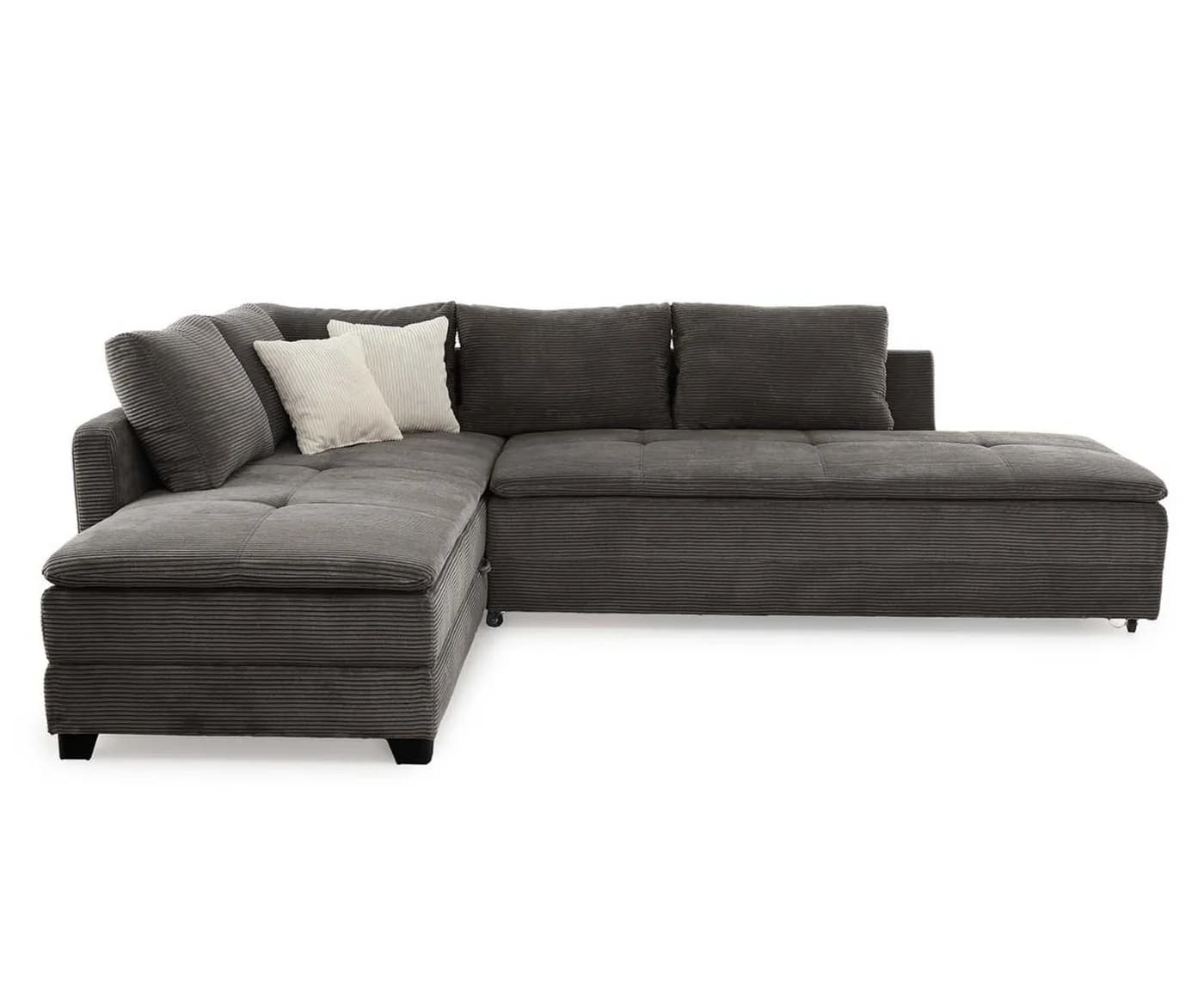 luma-home Ecksofa 15163 Dauerschläfer Doppelbett Grau Cord - Bild 2