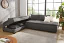 luma-home Ecksofa 15163 Dauerschläfer Doppelbett Grau Cord Bild 4