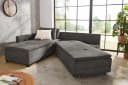 luma-home Ecksofa 15163 Dauerschläfer Doppelbett Grau Cord Bild 5