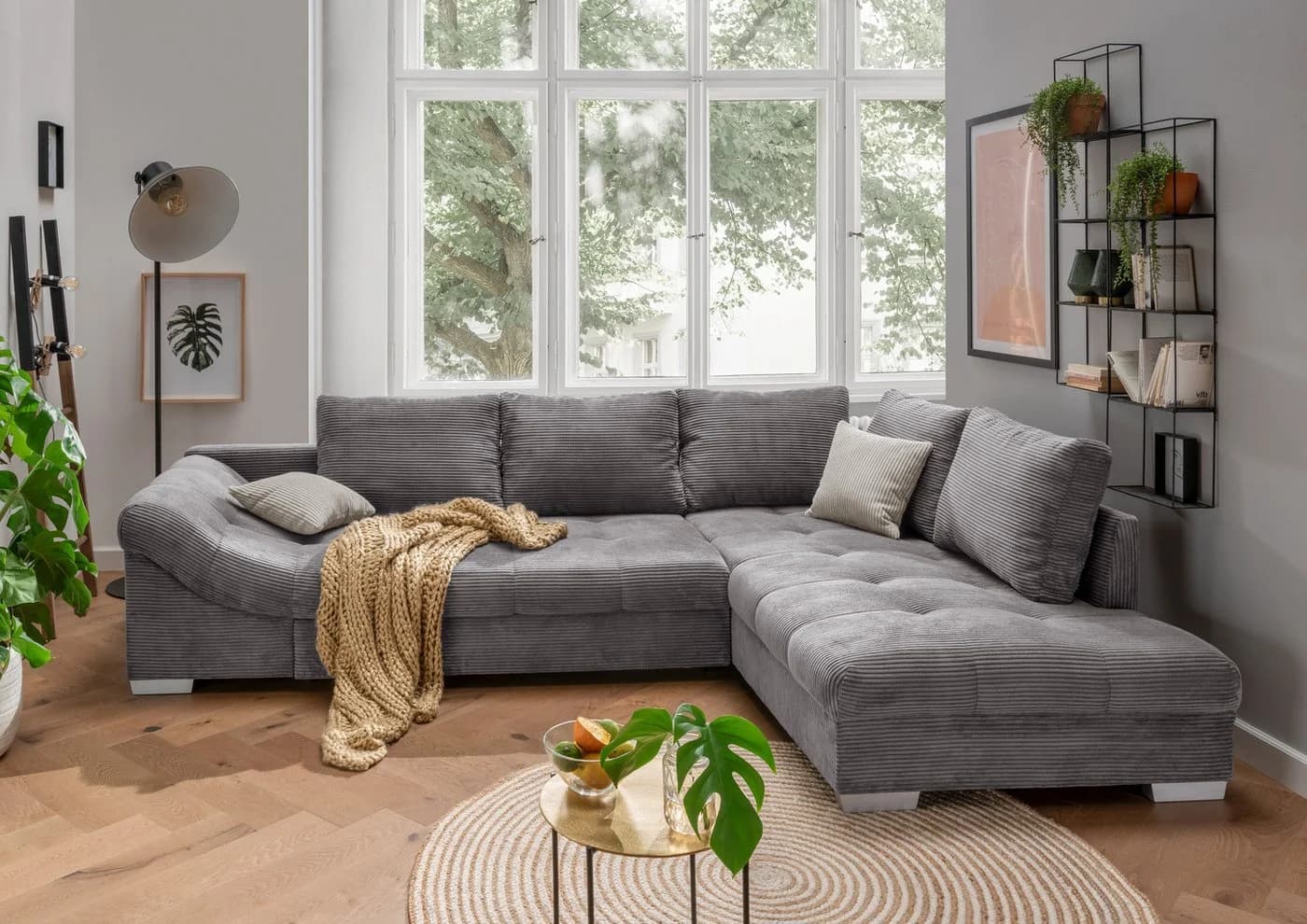 luma-home Ecksofa 17201 Grau Cord mit Bettfunktion - Bild 3