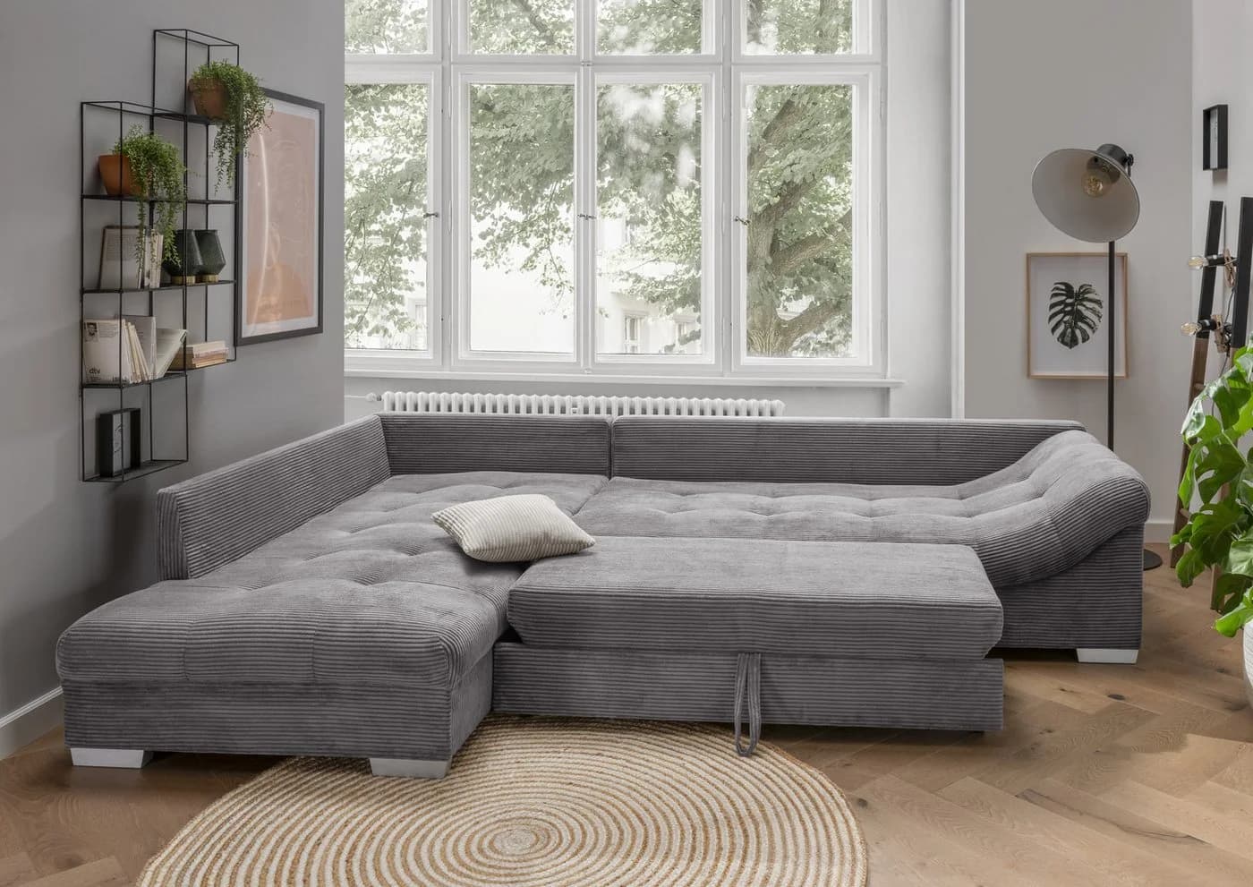 luma-home Ecksofa Cord Grau mit Bettfunktion - Bild 4