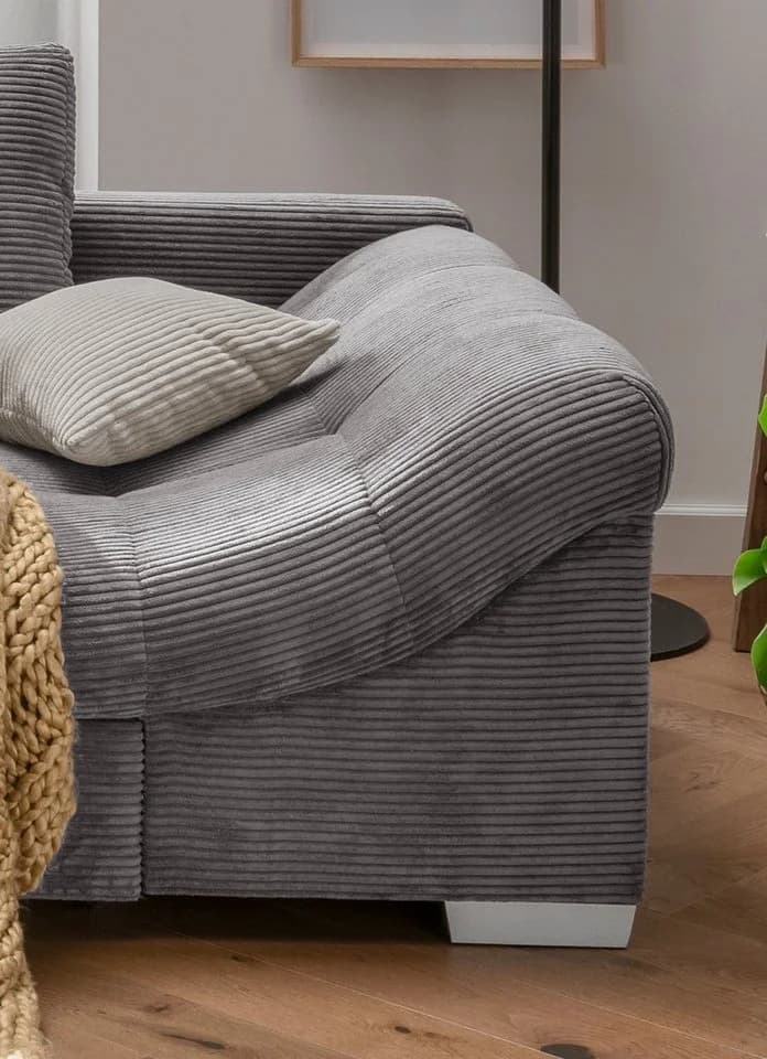 luma-home Ecksofa Cord Grau mit Bettfunktion - Bild 5