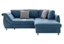luma-home Ecksofa 17107 mit Bettfunktion, Ottomane rechts, Wellenunterfederung, Mikrofaser Blau Bild 2