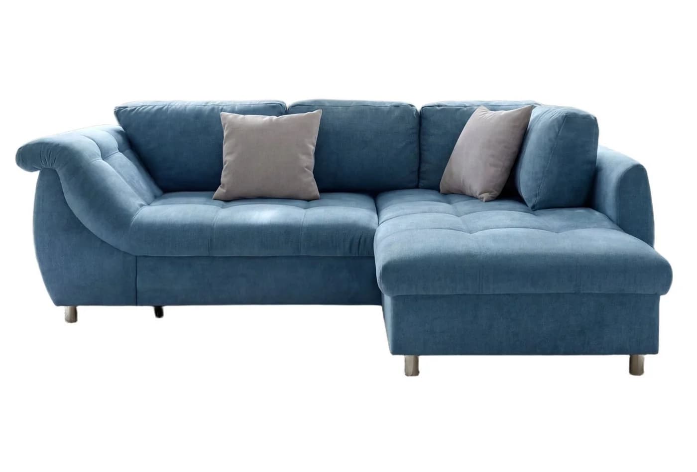 luma-home Ecksofa 17107 mit Bettfunktion, Ottomane rechts, Wellenunterfederung, Mikrofaser Blau - Bild 2